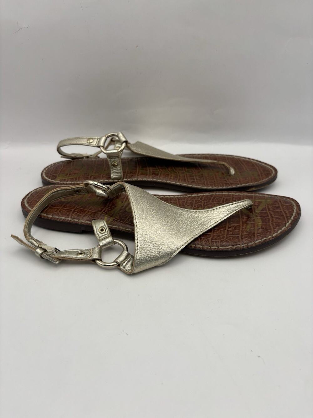 Sam Edelamman Greta Metallic Gold Sandals Women Size 8.5